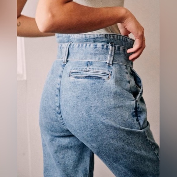 Sezane Austin Trousers Bleached Blue size 34 - Picture 3 of 12